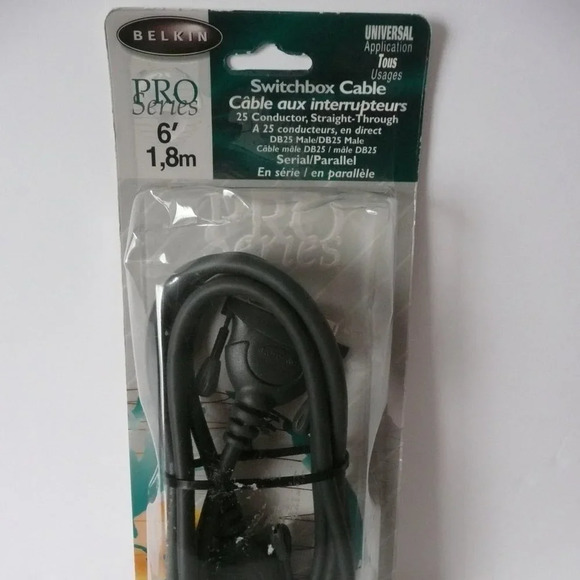 Vintage BELKIN F3D111-c06 Pro-Series6'/1,8m DB25 Male/DB25Male/Switchbox Cable - Picture 1 of 6